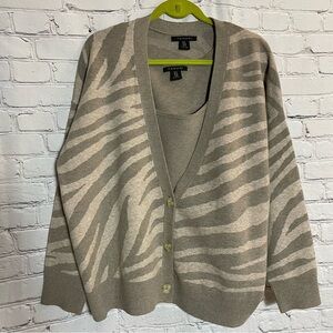 NWT New Tahari 2 PC Set Top Animal Print Cardigan Size 1X